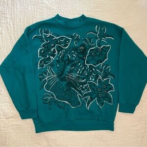 Kicks Women’s Crew Neck Sweater 1980s Vintage Size L USA Long Sleeve